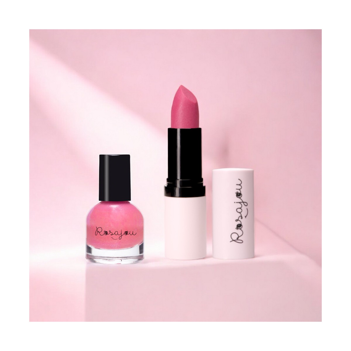 duo vernis et rouge à lèvres rose enfant