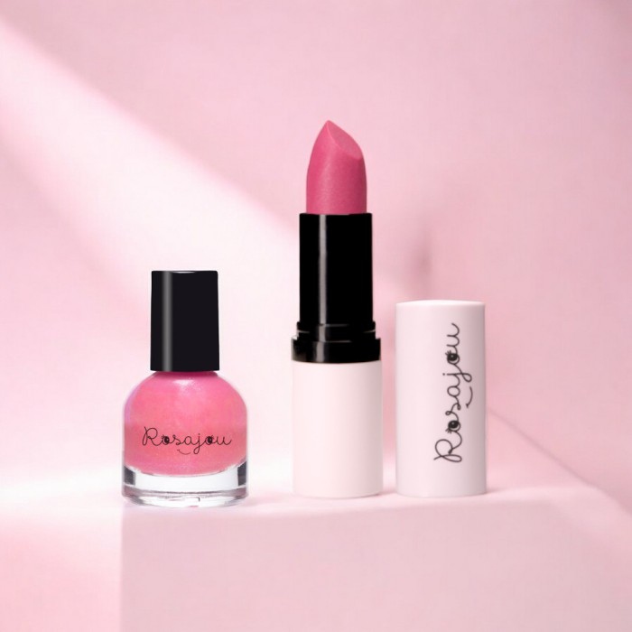 duo vernis et rouge à lèvres rose enfant